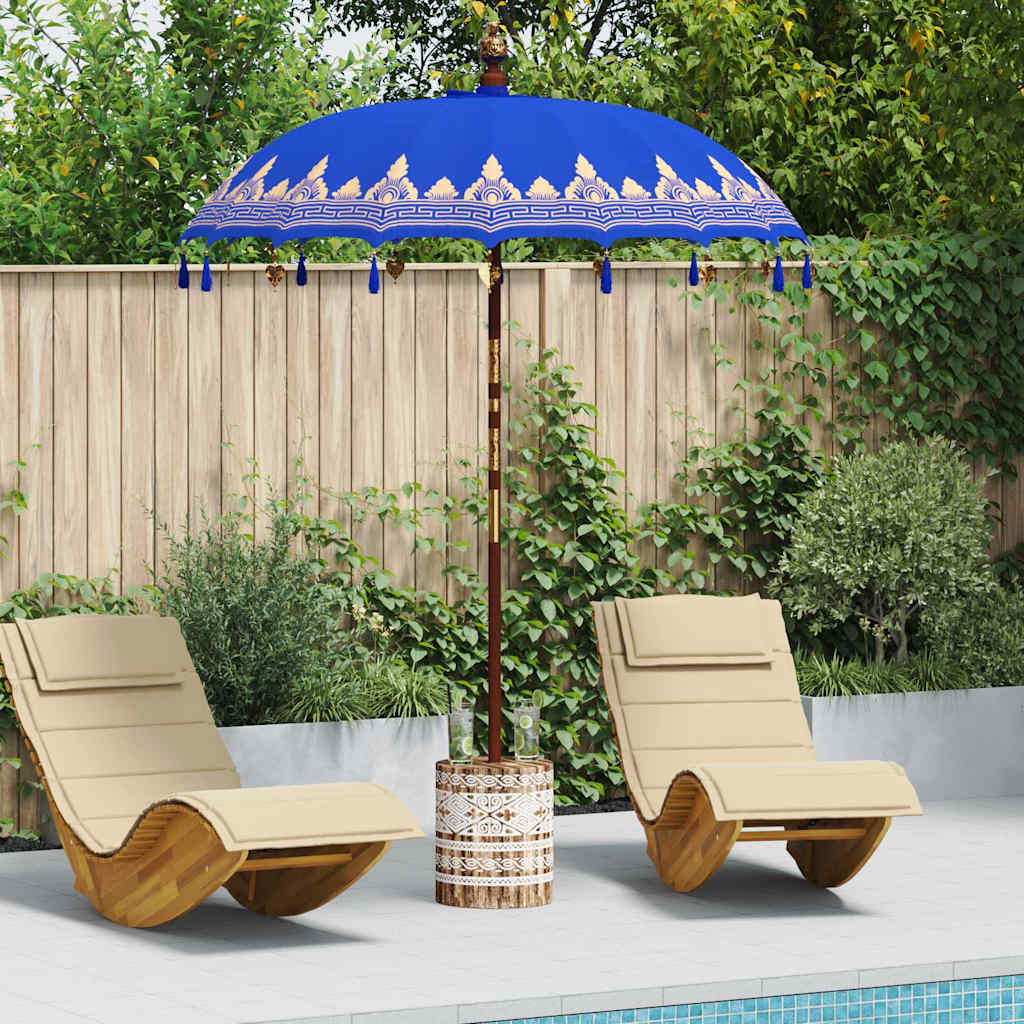 Balinese Parasol 260 Blue 180-190 cm Cotton and solid wood