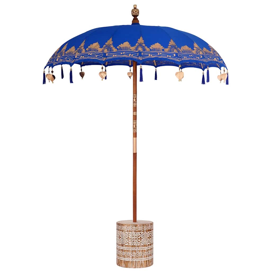 Balinese Parasol 260 Blue 180-190 cm Cotton and solid wood
