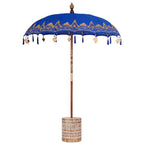 Balinese Parasol 260 Blue 180-190 cm Cotton and solid wood
