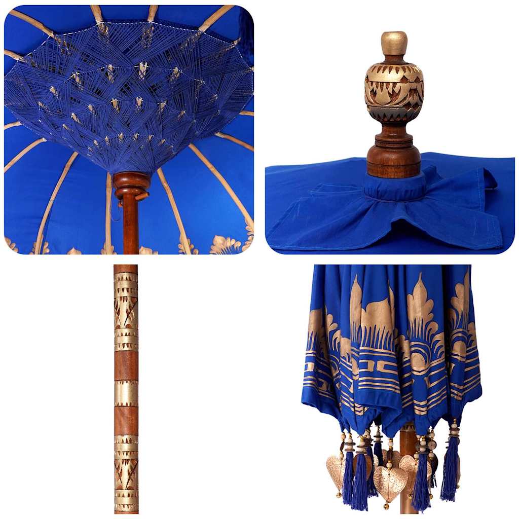 Balinese Parasol Blue 215 x 215 x 260 cm Cotton and solid wood
