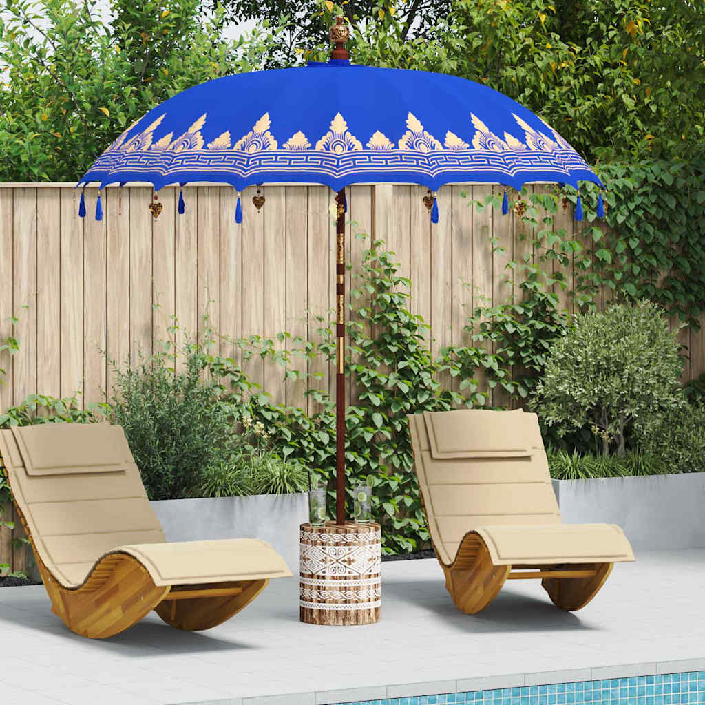 Balinese Parasol Blue 215 x 215 x 260 cm Cotton and solid wood