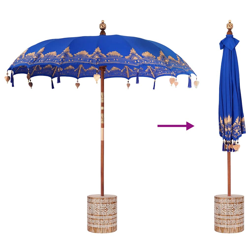 Balinese Parasol Blue 215 x 215 x 260 cm Cotton and solid wood