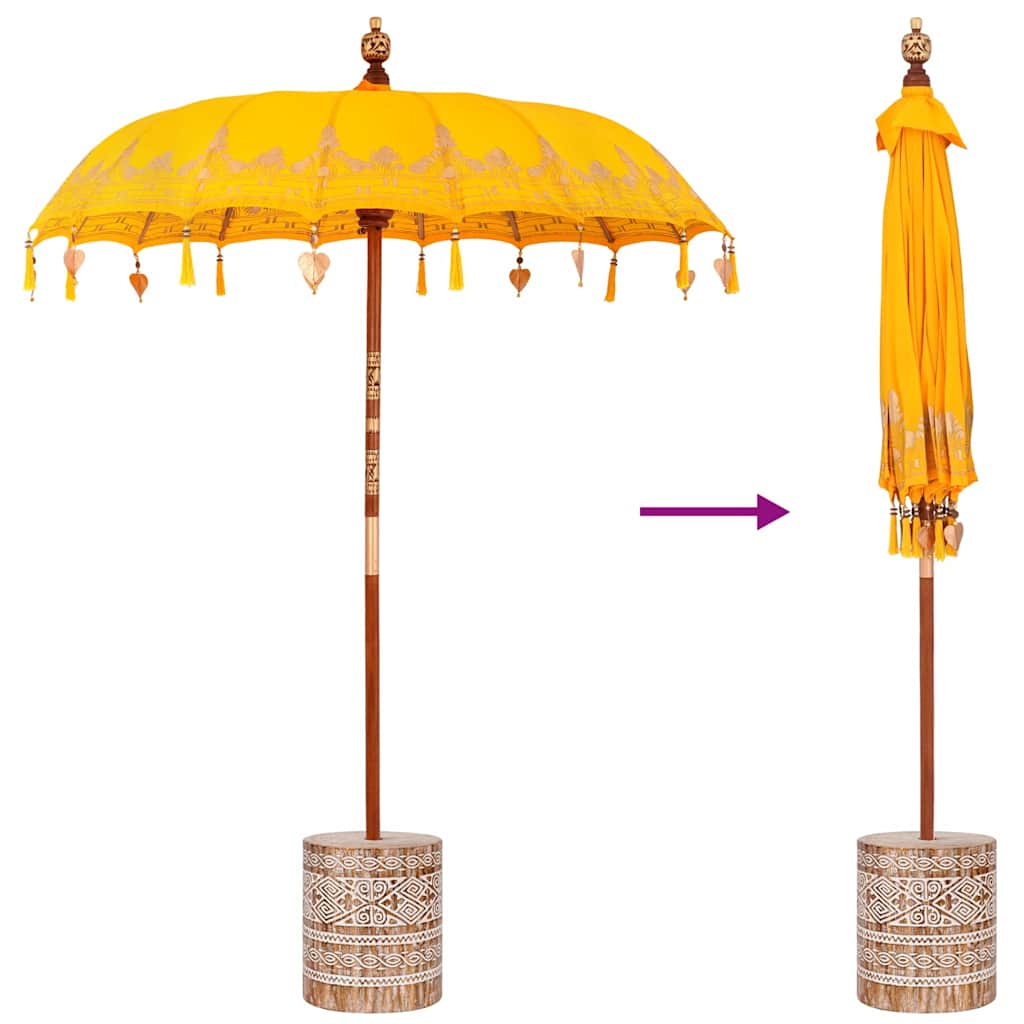 Balinese Parasol Yellow 180-190 cm Cotton and solid wood