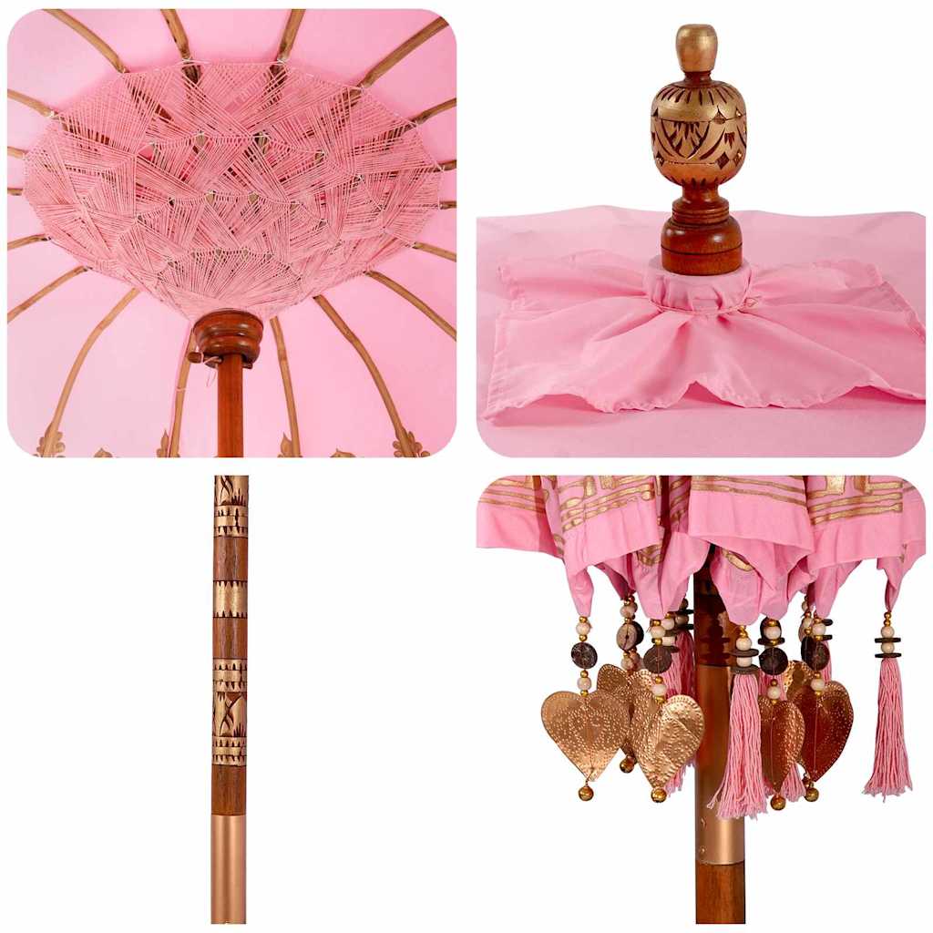 Balinese Parasol Pink 180-190 cm Cotton and solid wood