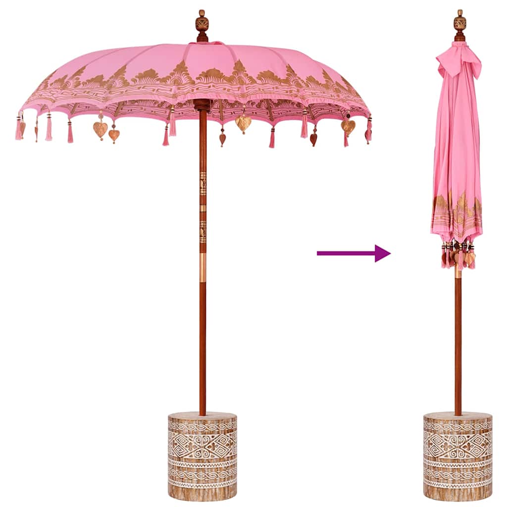 Balinese Parasol Pink 180-190 cm Cotton and solid wood