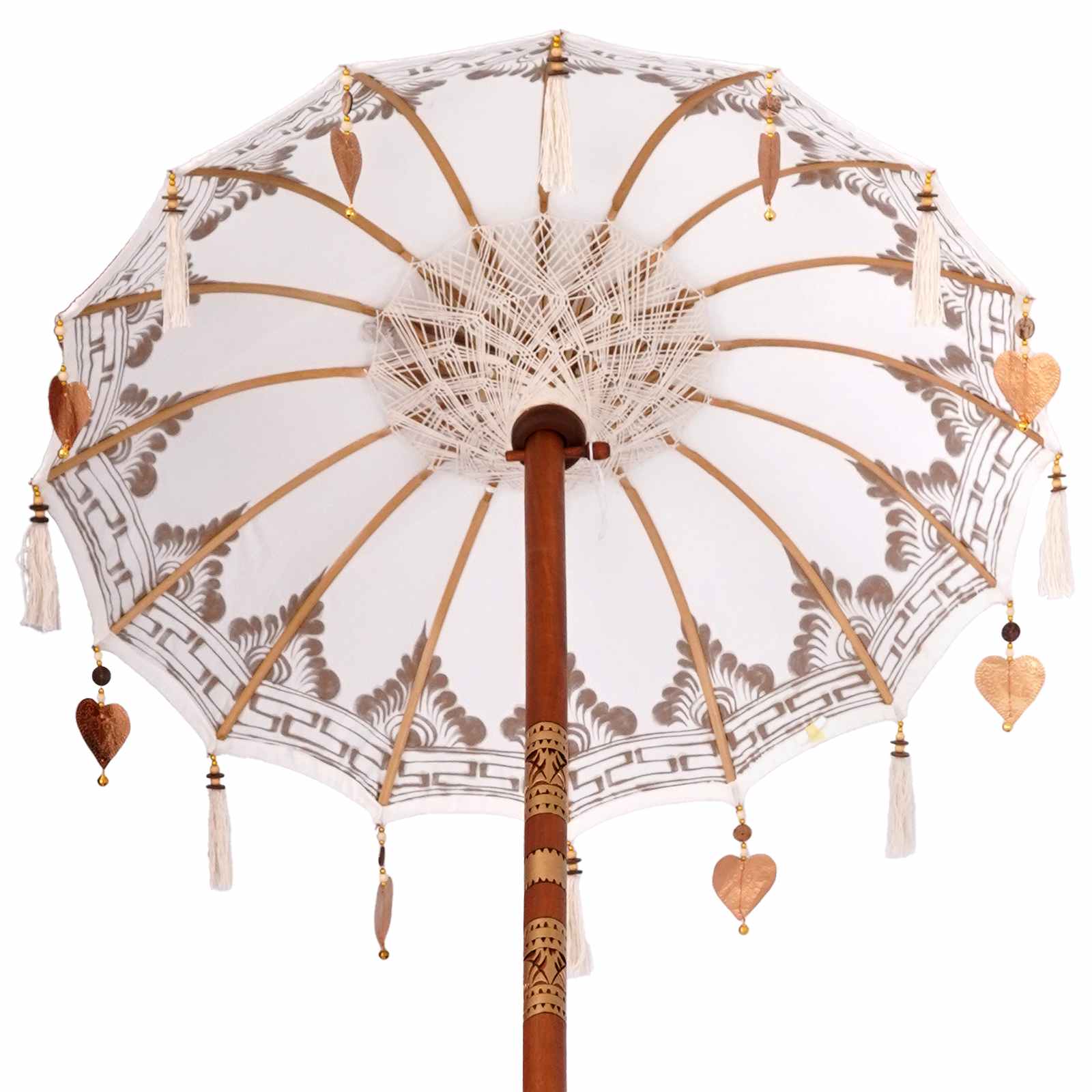 Balinese Parasol Cream 95 x 95 x 260 cm Cotton and solid wood