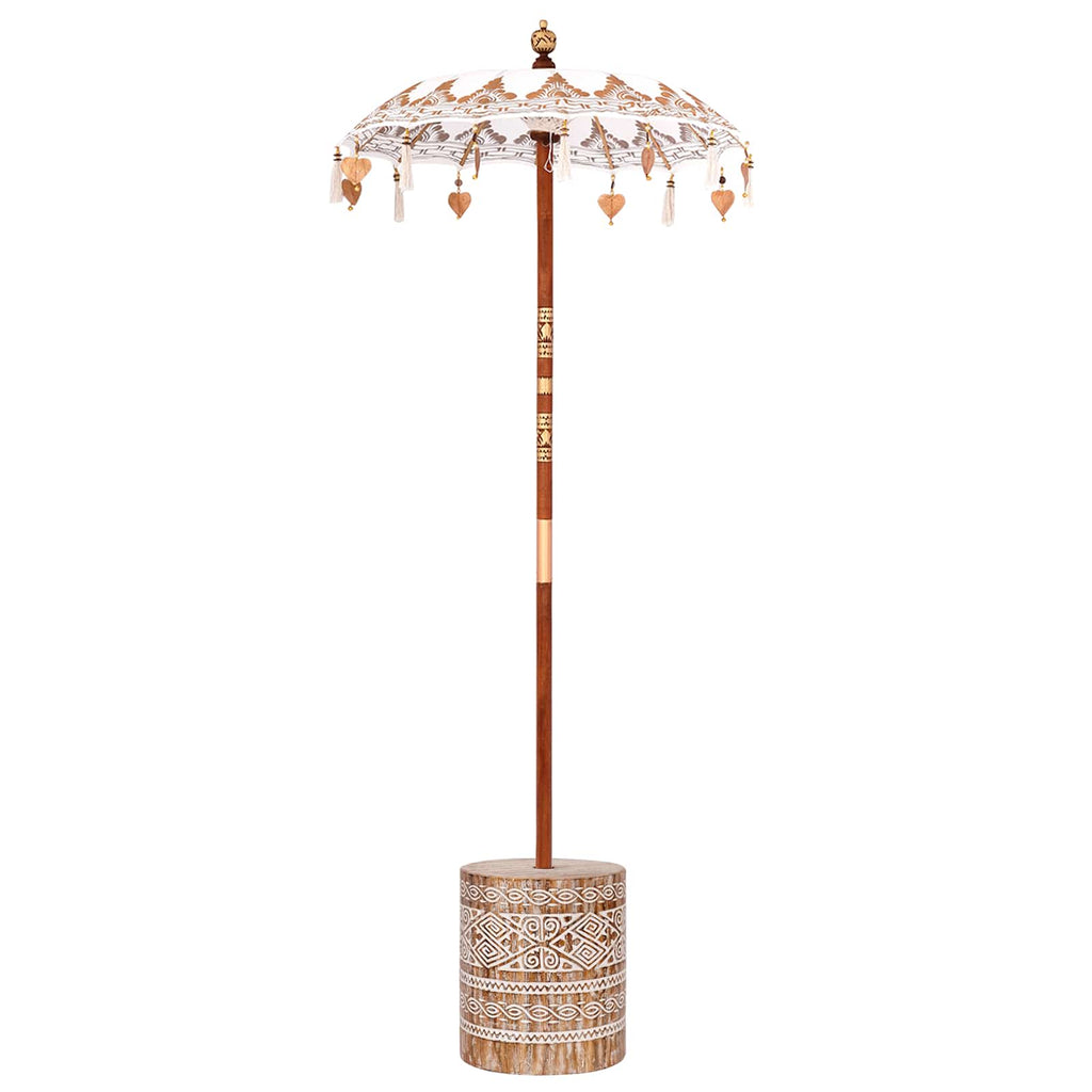 Balinese Parasol Cream 95 x 95 x 260 cm Cotton and solid wood