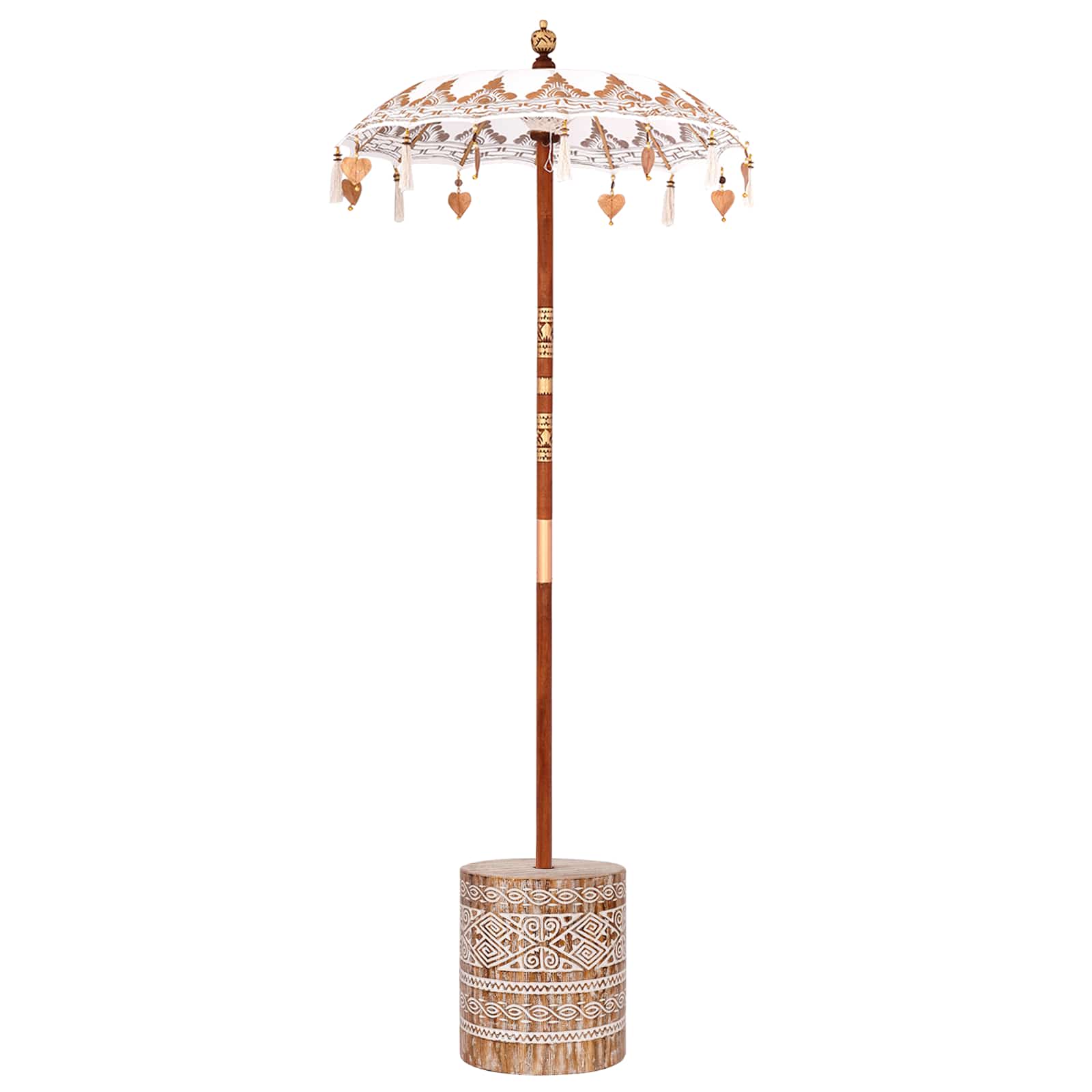 Balinese Parasol Cream 95 x 95 x 260 cm Cotton and solid wood