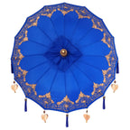 Parasol with Base Blue 95 x 95 x 260 cm Cotton and Wood