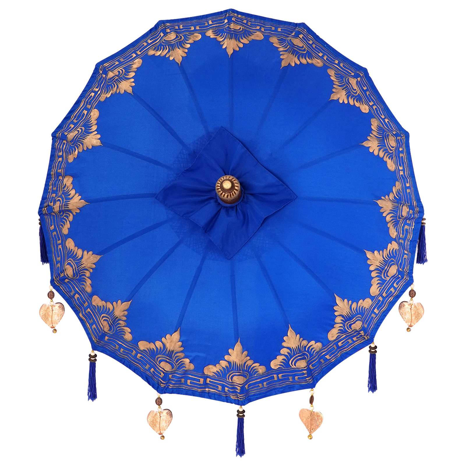 Parasol with Base Blue 95 x 95 x 260 cm Cotton and Wood