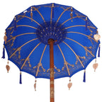 Parasol with Base Blue 95 x 95 x 260 cm Cotton and Wood