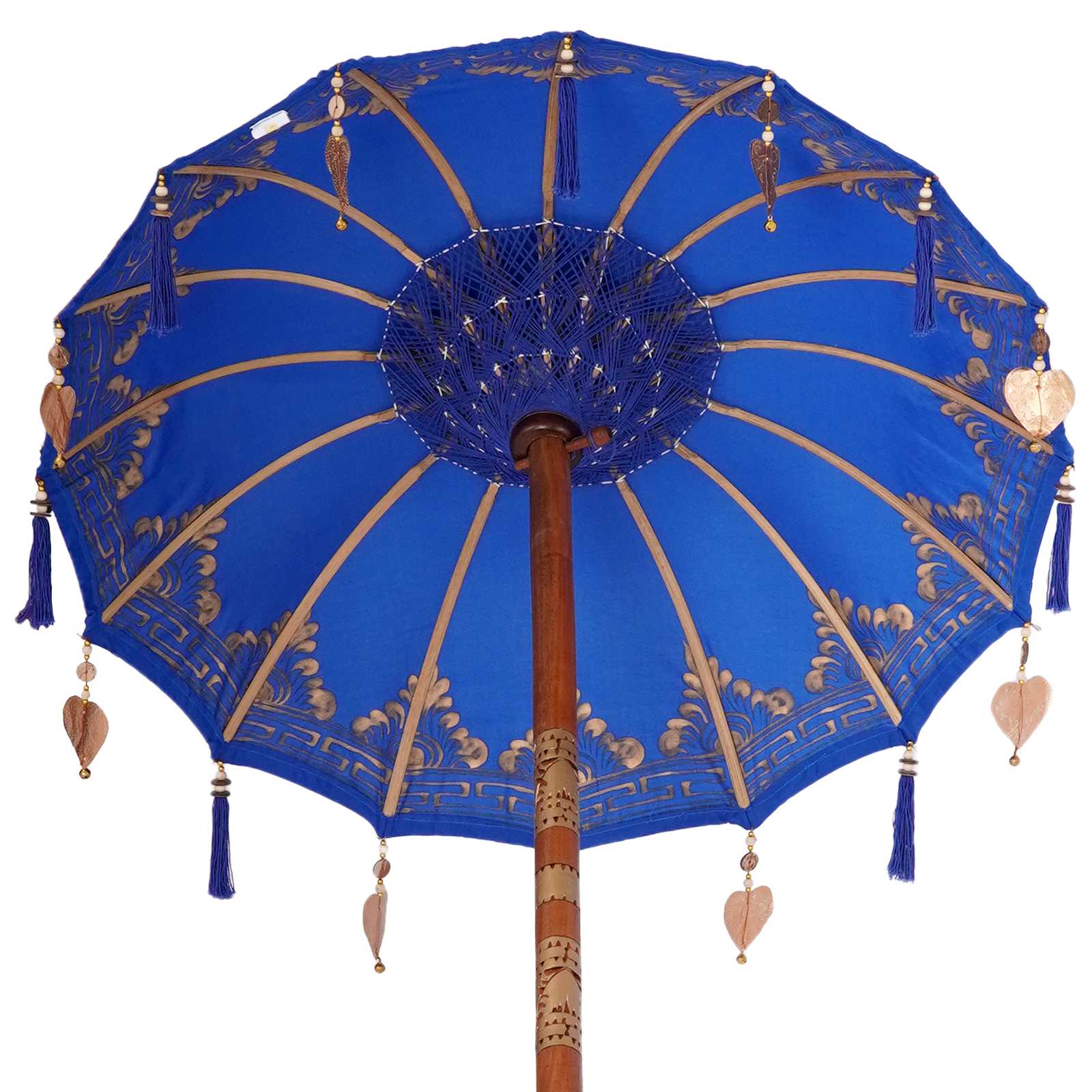 Parasol with Base Blue 95 x 95 x 260 cm Cotton and Wood
