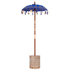 Parasol with Base Blue 95 x 95 x 260 cm Cotton and Wood