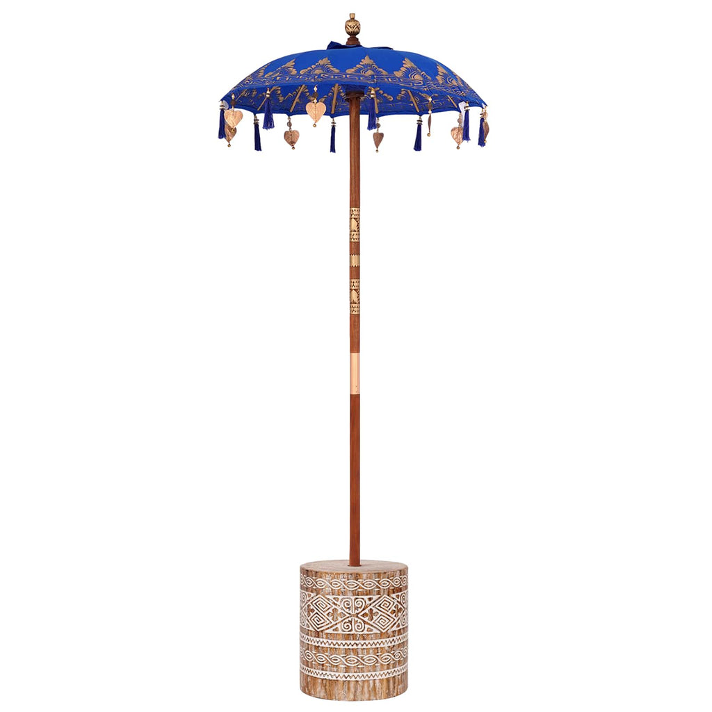 Parasol with Base Blue 95 x 95 x 260 cm Cotton and Wood