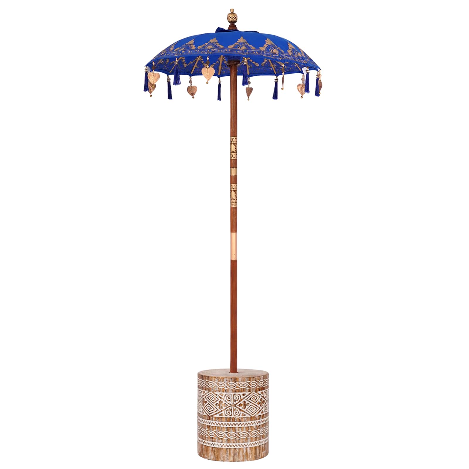Parasol with Base Blue 95 x 95 x 260 cm Cotton and Wood