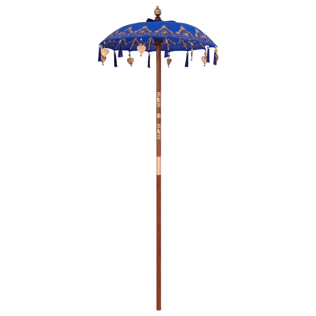 Parasol with Base Blue 95 x 95 x 260 cm Cotton and Wood