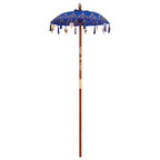 Parasol with Base Blue 95 x 95 x 260 cm Cotton and Wood