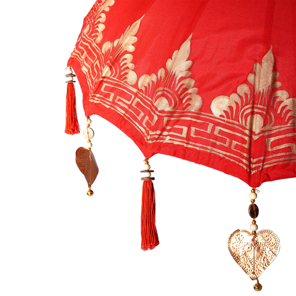 Parasol with Base Red 95 x 95 x 260 cm Cotton and Wood