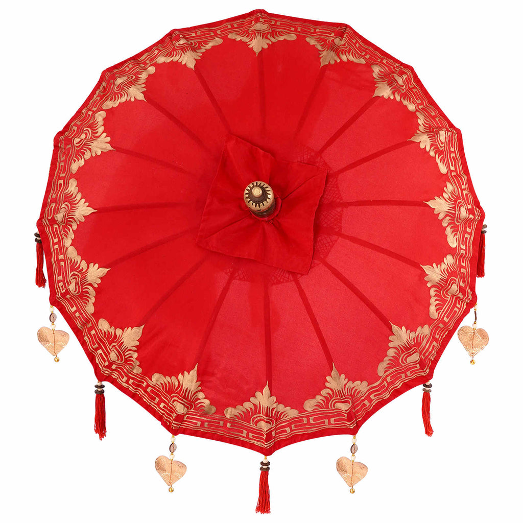 Parasol with Base Red 95 x 95 x 260 cm Cotton and Wood