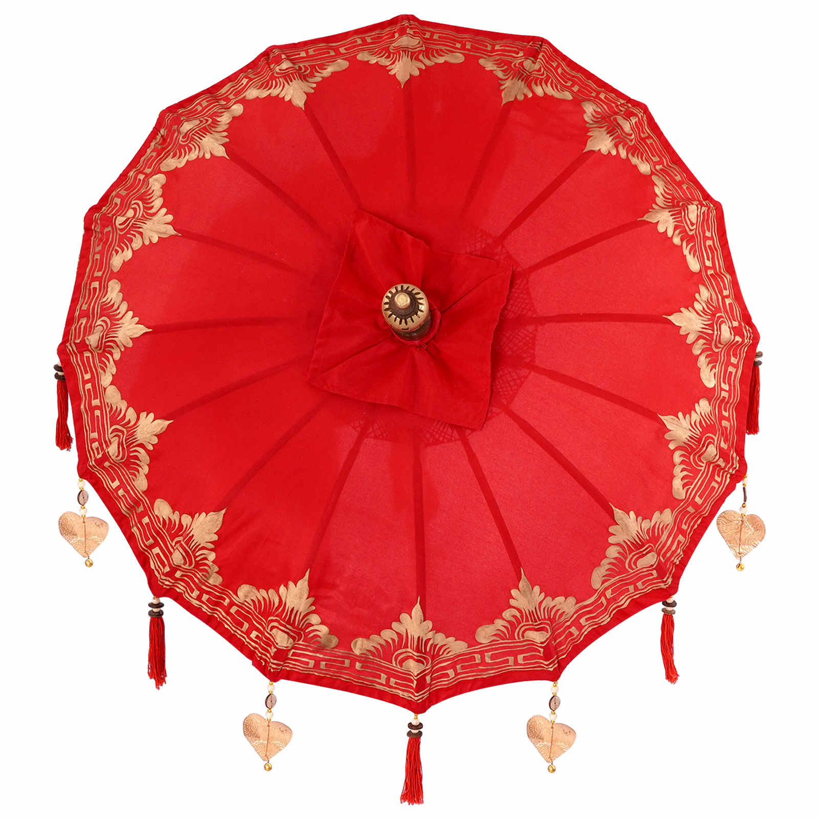 Parasol with Base Red 95 x 95 x 260 cm Cotton and Wood