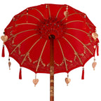 Parasol with Base Red 95 x 95 x 260 cm Cotton and Wood