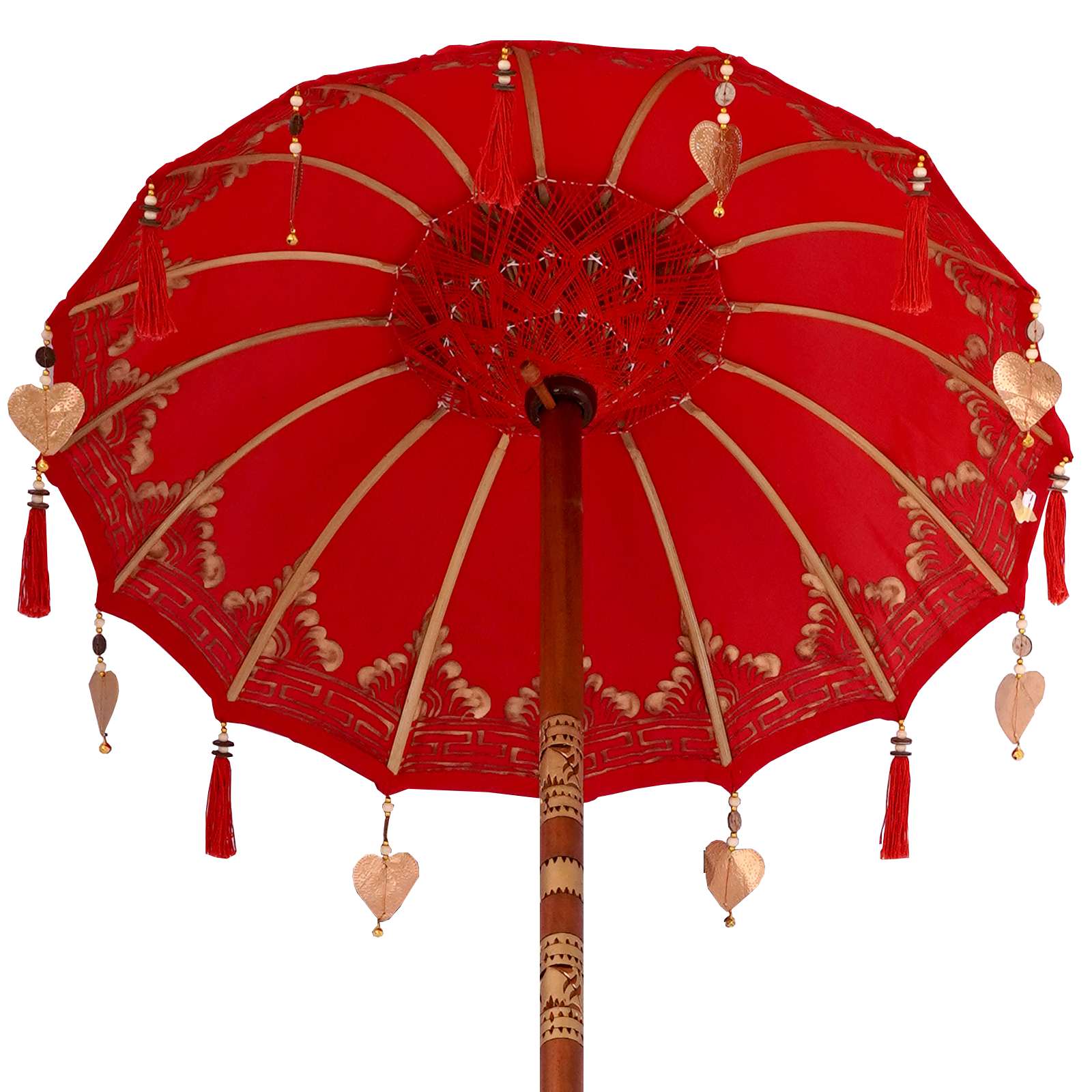 Parasol with Base Red 95 x 95 x 260 cm Cotton and Wood