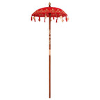Parasol with Base Red 95 x 95 x 260 cm Cotton and Wood