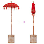 Parasol with Base Red 95 x 95 x 260 cm Cotton and Wood