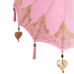 Parasol with Base Pink 95 x 95 x 260 cm Cotton and Wood