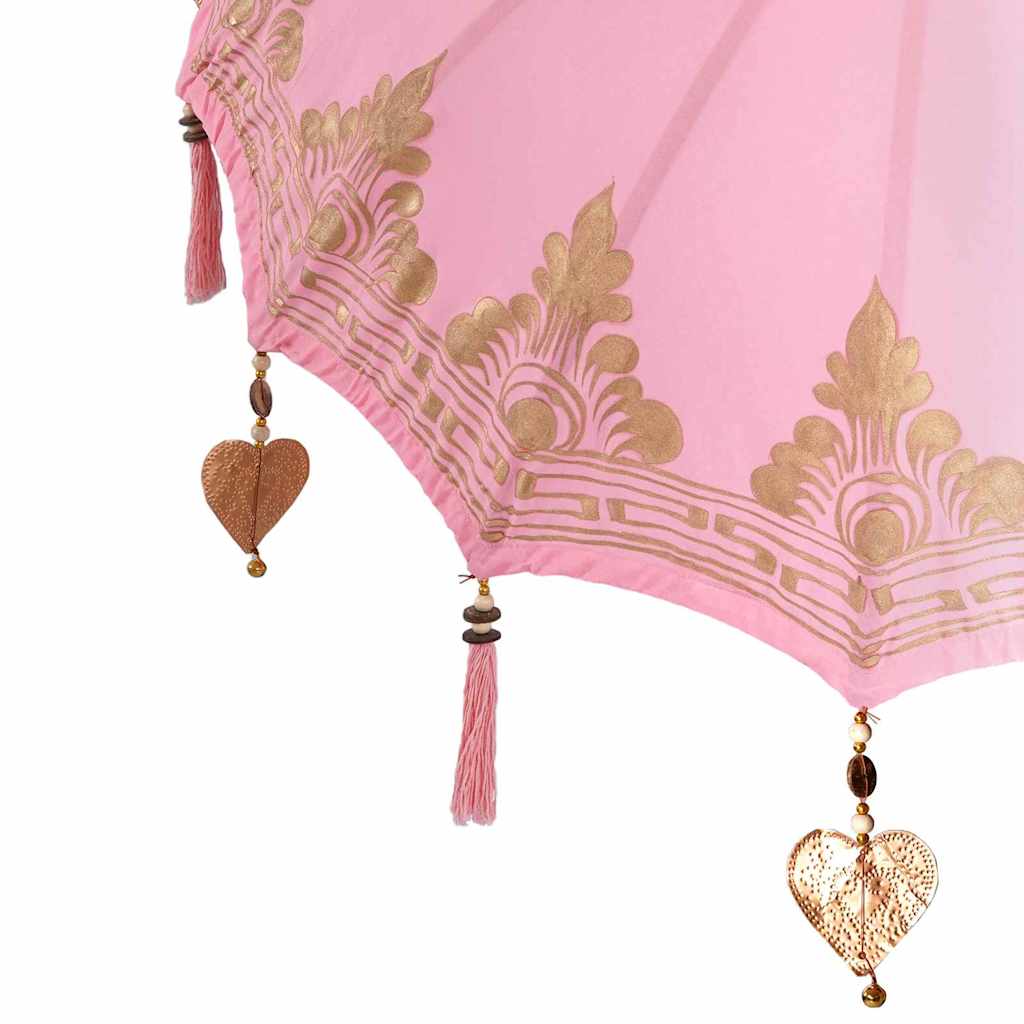 Parasol with Base Pink 95 x 95 x 260 cm Cotton and Wood