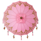 Parasol with Base Pink 95 x 95 x 260 cm Cotton and Wood