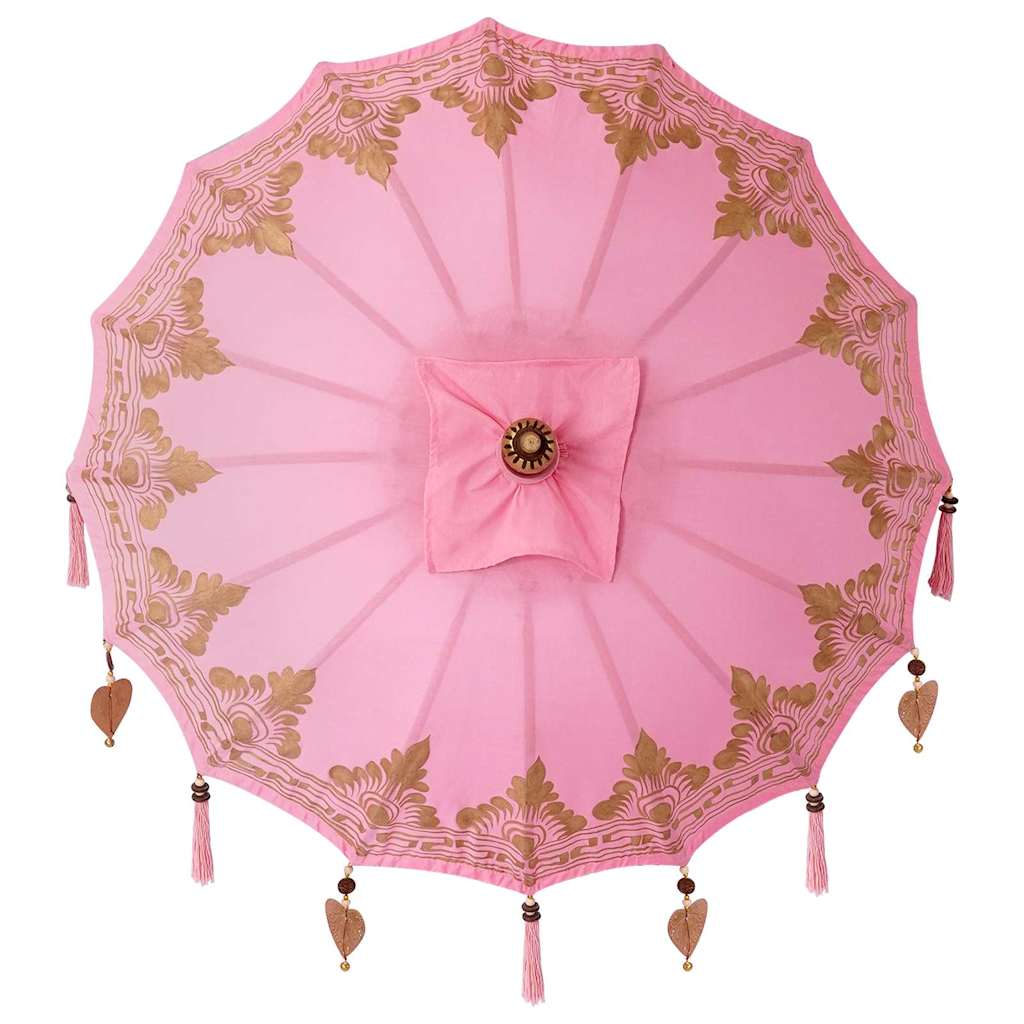 Parasol with Base Pink 95 x 95 x 260 cm Cotton and Wood