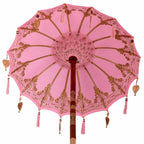 Parasol with Base Pink 95 x 95 x 260 cm Cotton and Wood