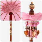 Parasol with Base Pink 95 x 95 x 260 cm Cotton and Wood