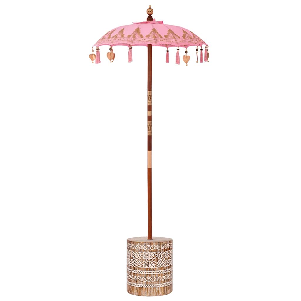 Parasol with Base Pink 95 x 95 x 260 cm Cotton and Wood