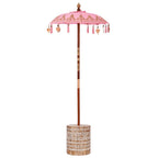 Parasol with Base Pink 95 x 95 x 260 cm Cotton and Wood