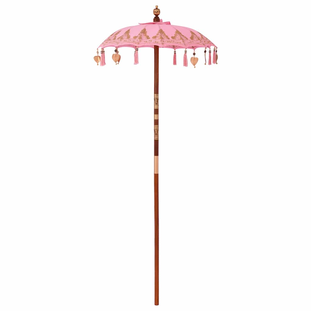 Parasol with Base Pink 95 x 95 x 260 cm Cotton and Wood