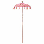 Parasol with Base Pink 95 x 95 x 260 cm Cotton and Wood