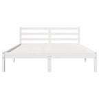 Bed Frame White 215.5 x 145.5 x 69.5 cm Solid Pine Wood