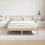 Bed Frame Brown 215.5 x 165.5 x 69.5 cm Solid Pine Wood