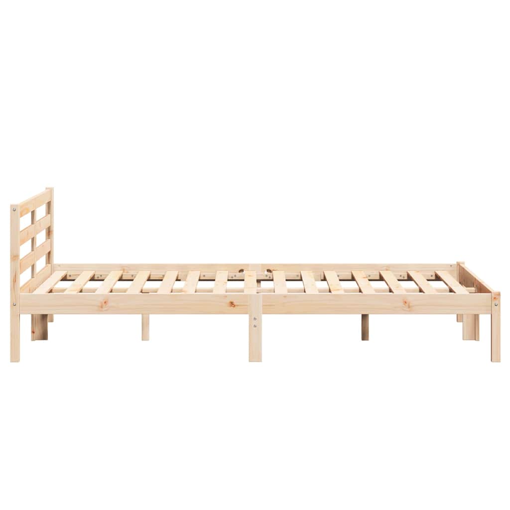 Bed Frame Brown 215.5 x 165.5 x 69.5 cm Solid Pine Wood