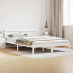 Bed Frame White 215.5 x 165.5 x 69.5 cm Solid Pine Wood