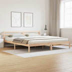 Bed Frame Brown 215.5 x 185.5 x 69.5 cm Solid Pine Wood