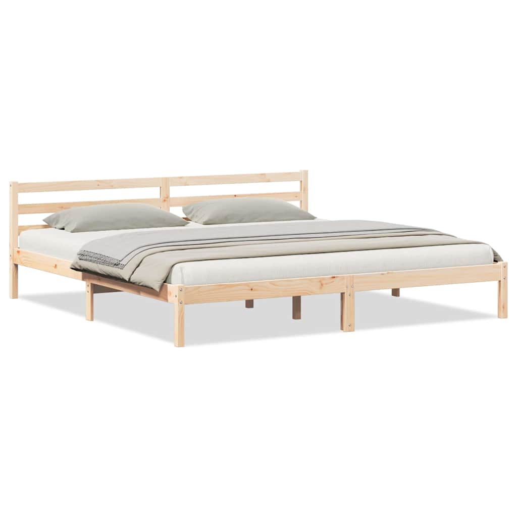 Bed Frame Brown 215.5 x 185.5 x 69.5 cm Solid Pine Wood