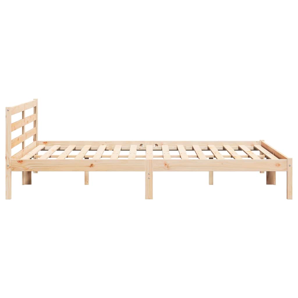 Bed Frame Brown 215.5 x 185.5 x 69.5 cm Solid Pine Wood