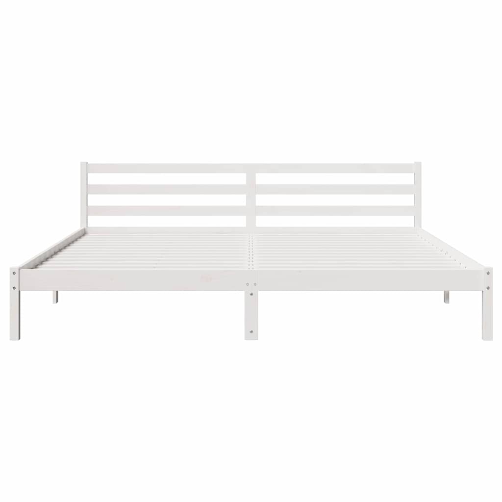Bed Frame White 215.5 x 185.5 x 69.5 cm Solid Pine Wood