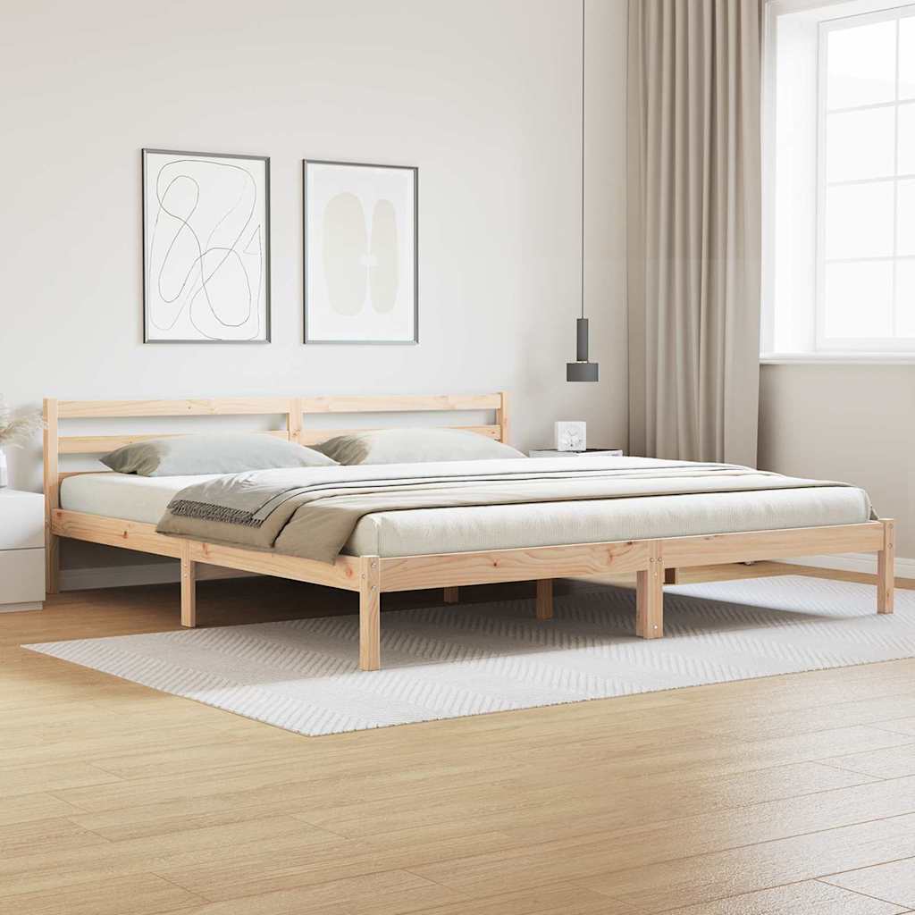 Bed Frame Brown 215.5 x 205.5 x 69.5 cm Solid Pine Wood