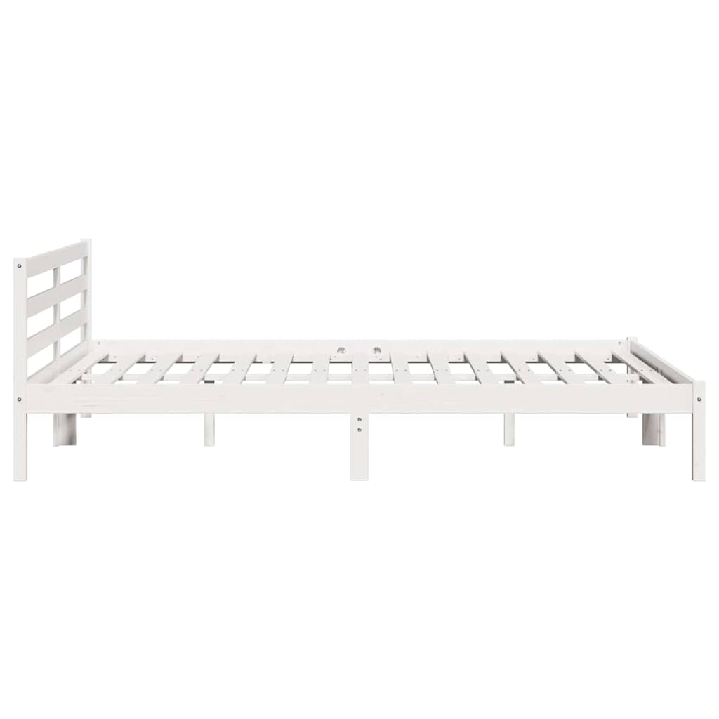 Bed Frame White 215.5 x 205.5 x 69.5 cm Solid Pine Wood