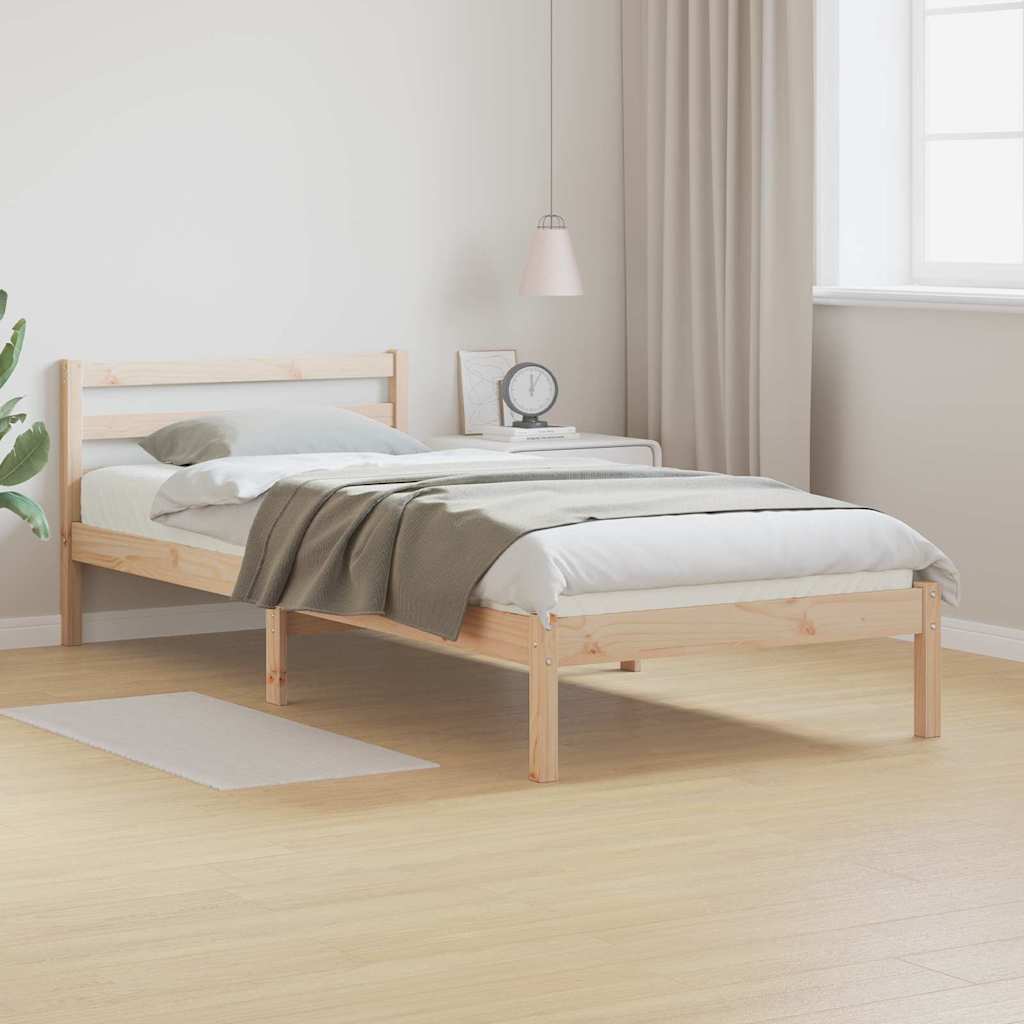 Bed Frame Brown 225.5 x 95.5 x 69.5 cm Solid Pine Wood