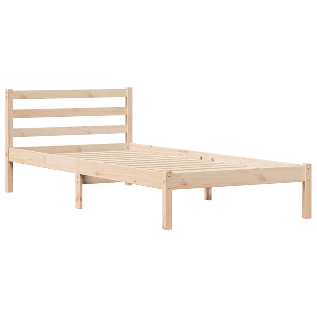 Bed Frame Brown 225.5 x 95.5 x 69.5 cm Solid Pine Wood